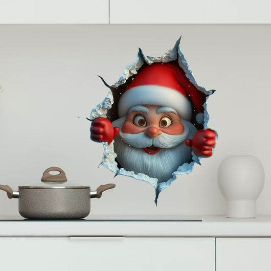 Vinilo Decorativo Papá Noel Rompiendo la Pared - Efecto 3D - Image 6