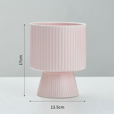 Maceta de Cerámica Nórdica con Diseño de Rayas Creativas - Image 10