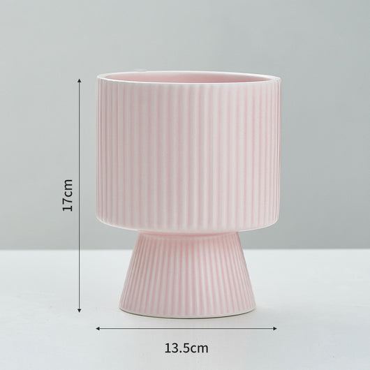 Maceta de Cerámica Nórdica con Diseño de Rayas Creativas - Image 10
