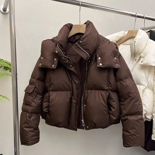 Chaqueta Acolchada Suelta con Capucha para Mujer