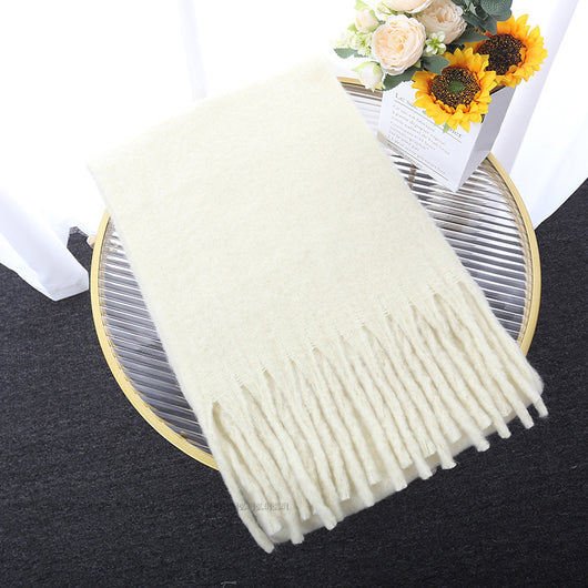 Chal de Trenza Gruesa con Borlas en Colores Sólidos - Image 23