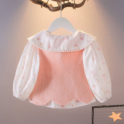Conjunto de Primavera para Niña - Blusa y Chaleco Dos Piezas