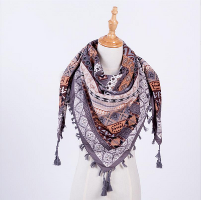 Pañuelo Cuadrado Étnico con Flecos y Jacquard - Image 10