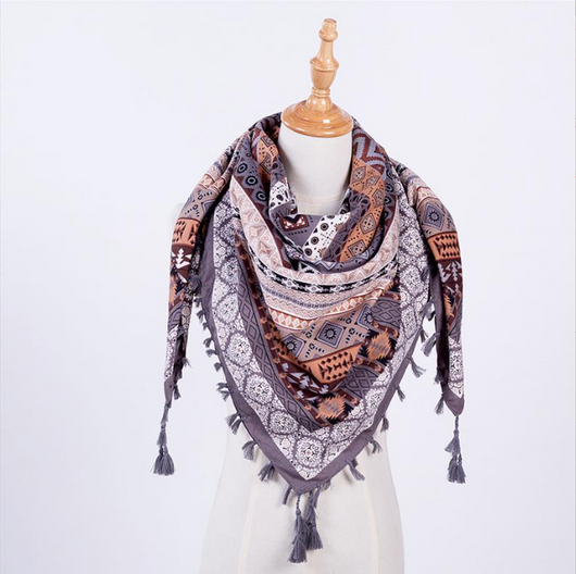 Pañuelo Cuadrado Étnico con Flecos y Jacquard - Image 10