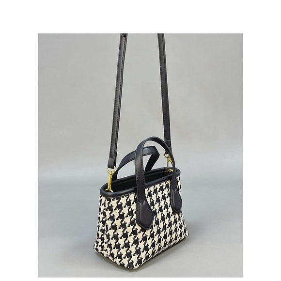 Bolsa Mensajera Houndstooth Asimétrica de Moda