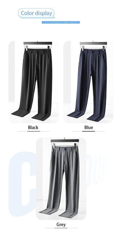Pantalones Casuales para Hombre Ajuste Elástico Negocios Tela Ligera - Image 14