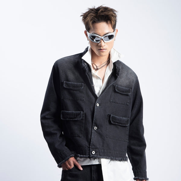 Chaqueta Denim Retro Degradado Estilo Americano para Hombre