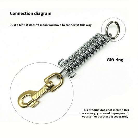 Silver metal compression spring with hooks, packaged in a clear plastic bag, for dog chains or pet leashes. - Image 4
