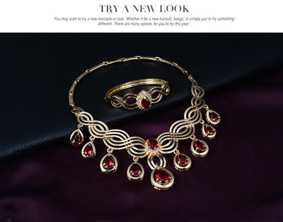 Conjunto Elegante de Collar y Aretes con Gemas de Fantasía - Image 6