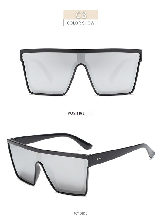 Fashion one-piece large rim sunglasses with a transparent champagne frame and brown gradient lenses. - Image 24