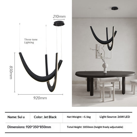 Lámpara de Techo Minimalista Moderna en Forma de U - Madera Maciza para Sala y Comedor - Image 7