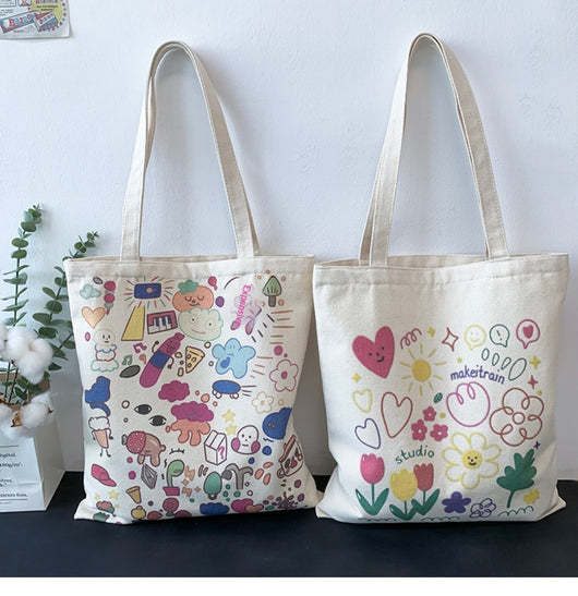 Bolsa de Lona Grande con Estampados Adorables - Capacidad Máxima - Image 27