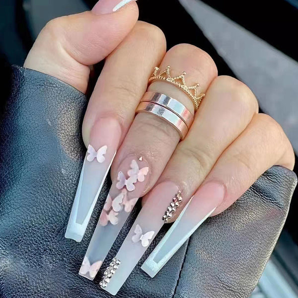 Parches de Uñas Diamante Mariposa Ballet Trapezoidales