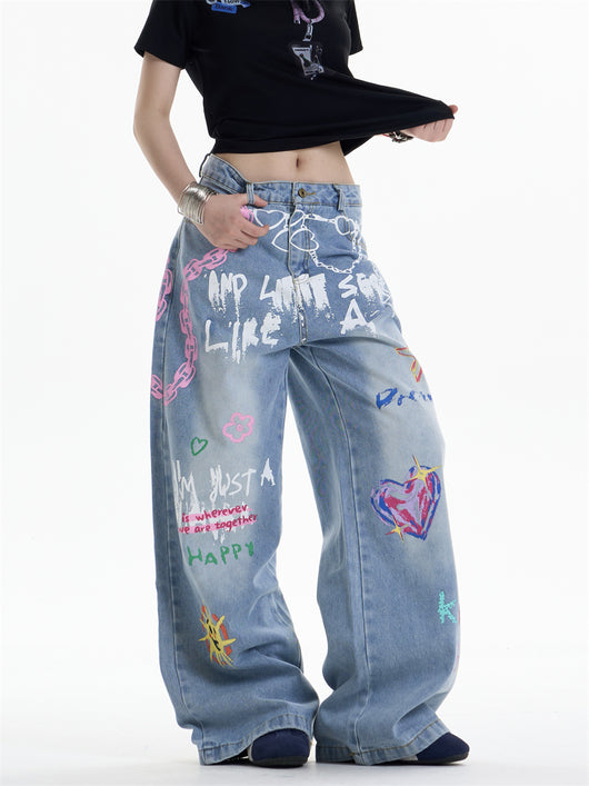 Pantalones Rectos Anchos con Cadena Estampada para Mujer - Image 15