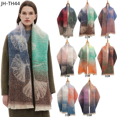 Bufanda Estilo Europeo Jacquard Hoja de Ginkgo