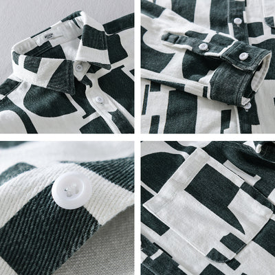 Camisa Manga Larga con Estampado Geométrico de Contraste - Image 4