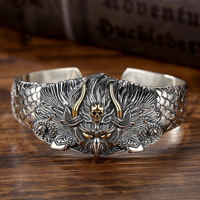 Pulsera de Plata Esterlina Ancha Retro para Hombre - Image 5
