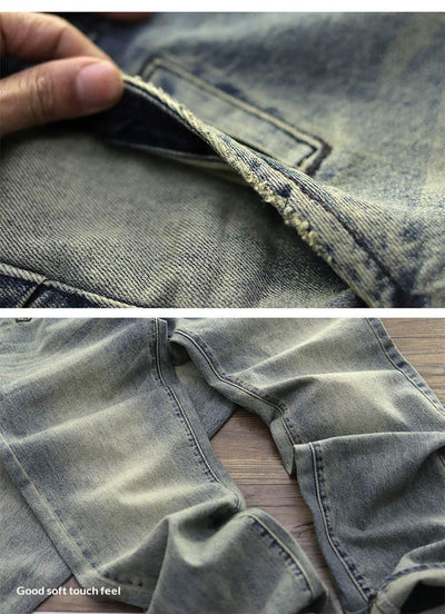 Pantalones Casuales Desgastados Estilo Americano en Tono Arena - Image 11