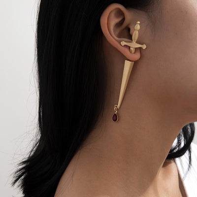 Aretes de Cruz con Gota Roja Estilo Hip Hop - Image 6