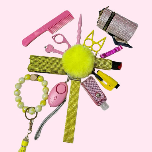 Juego de Llaveros de Defensa Personal Amarillo para Mujer