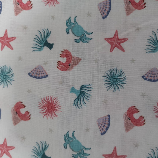 Tela de Algodón Orgánico Puro con Patrón Caricatura Océano para Ropa DIY - Image 2