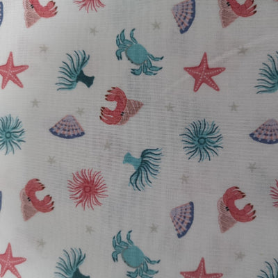 Tela de Algodón Orgánico Puro con Patrón Caricatura Océano para Ropa DIY - Image 2