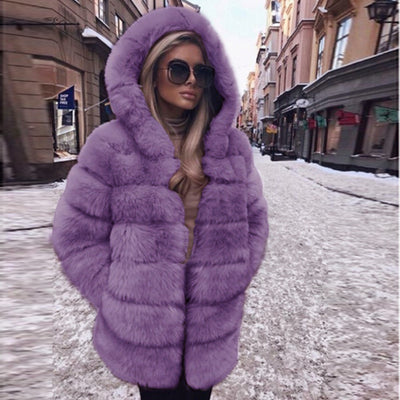 Abrigo Corto de Piel Sintética Esponjosa Lujo para Invierno - Image 15