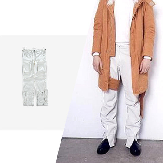 Pantalones Casuales con Detalles de Cremallera y Pliegues - Unisex Estilo Urbano