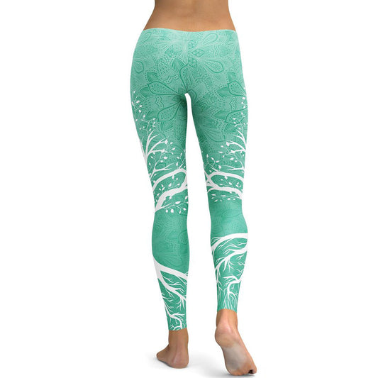Leggings Deportivos Yoga con Estampado Digital de Ramas Coloridas - Image 2
