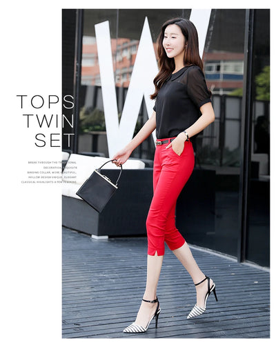 Pantalones Casuales Ajustados Capri para Mujer - Diseño Slim Moderno - Image 13