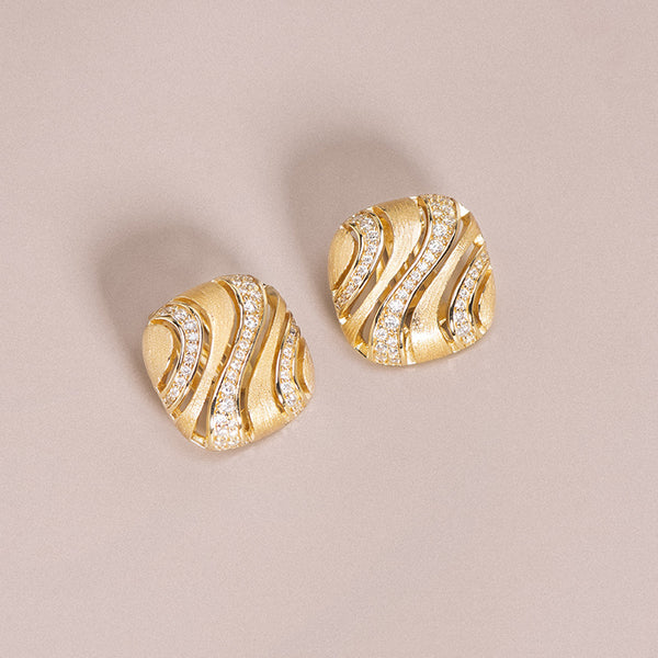 Aretes Clip Plata 925 Chapada en Oro con Zirconia Brillante - Image 3