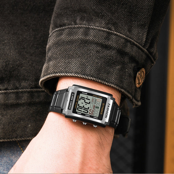 Reloj Deportivo Retro Rectangular Resistente al Agua con Pantalla Luminosa