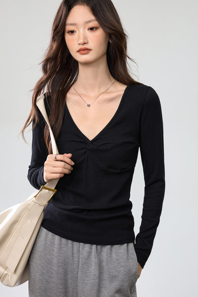 Blusa Elegante Escote Profundo con Nudo y Manga Larga - Image 29