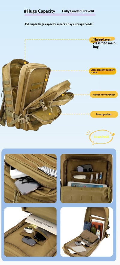 Mochila Táctica 45L para Senderismo - Unisex con Correas Ergonómicas - Image 30