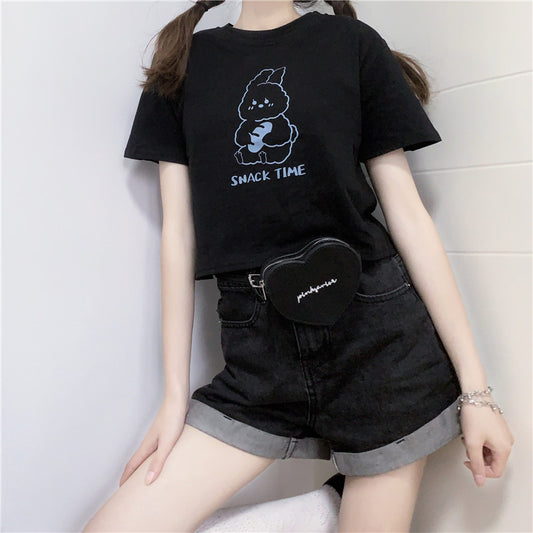 Playera Crop Top Corta de Cintura Alta para Mujer