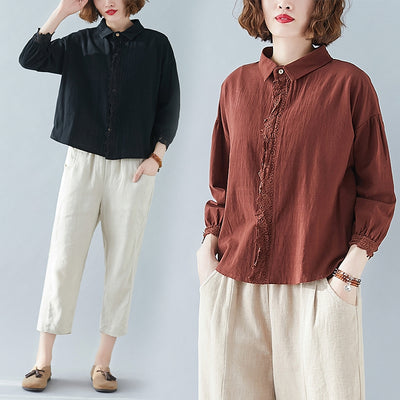 Blusa Larga de Algodón y Lino para Mujer - Corte Slim Elegante - Image 7