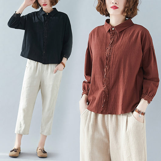 Blusa Larga de Algodón y Lino para Mujer - Corte Slim Elegante - Image 7