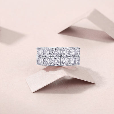 Juego de Anillos de Boda Moissanita Premium - Plata S925 Chapada en Platino con Certificación de Diamante - Image 3