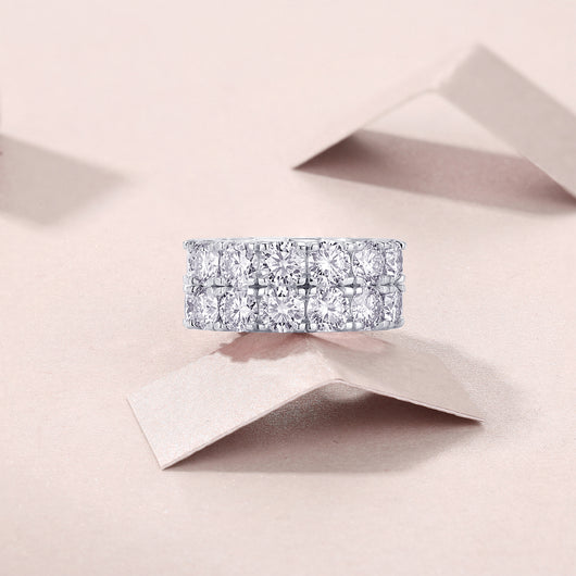 Juego de Anillos de Boda Moissanita Premium - Plata S925 Chapada en Platino con Certificación de Diamante - Image 3