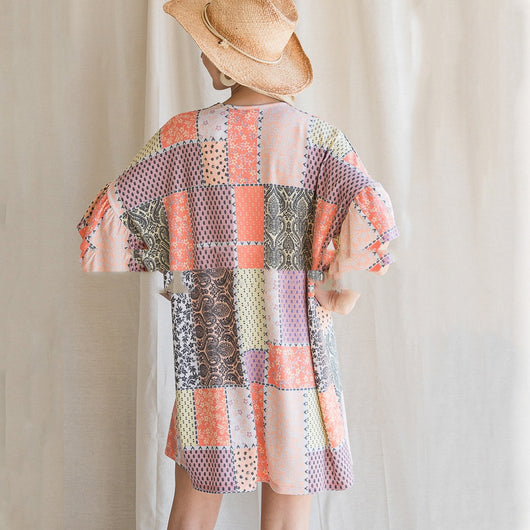 Blusa de Chifón con Bloques de Color y Estampado Geométrico - Image 4