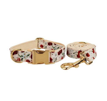 Collar para Mascotas con Estampado de Cerezas, Correa de Tracción y Hebilla Dorada Desprendible - Image 12