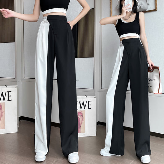 Pantalón Recto Retro Cintura Alta con Combinación de Colores - Image 16
