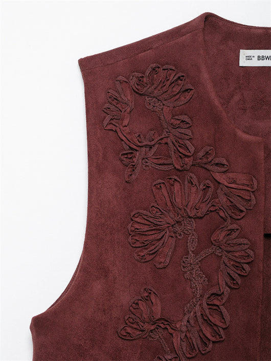 Chaleco de Gamuza con Bordados - Estilo Europeo y Americano para Mujer - Image 11