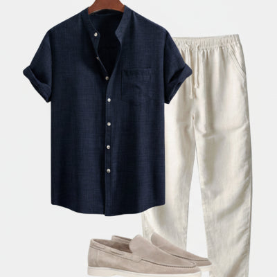 Camisa Slim Fit de Cuello Alto con Impresión Digital 3D para Hombre - Image 20