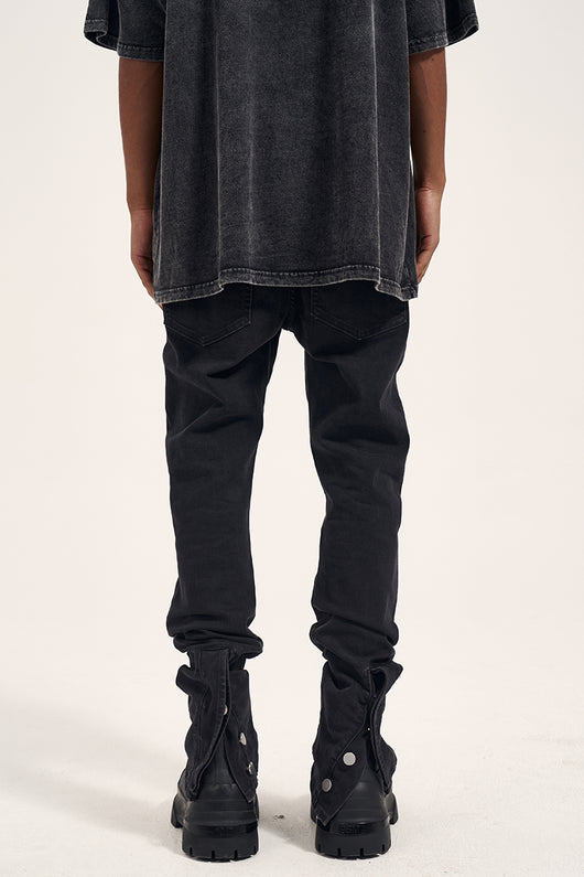 Jeans Slim Acampanados Retro Elásticos para Hombre - Diseño Trendy con Botones - Image 6