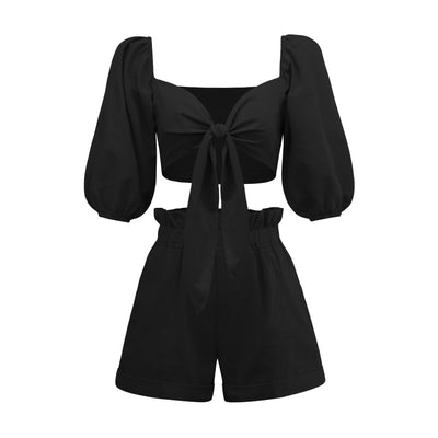 Conjunto Casual Mujer: Cardigan Lanterna Manga Ancha + Short Wide Leg con Bolsillos - Image 30