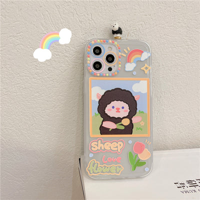 Funda para Teléfono con Cordero 3D Rotativo Transparente en Silicona