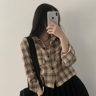 Camisa Cuadrille Oversized de Manga Corta - Image 35