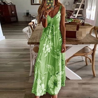 Falda Larga de Flores con Tirantes Ajustables para Mujer - Image 3
