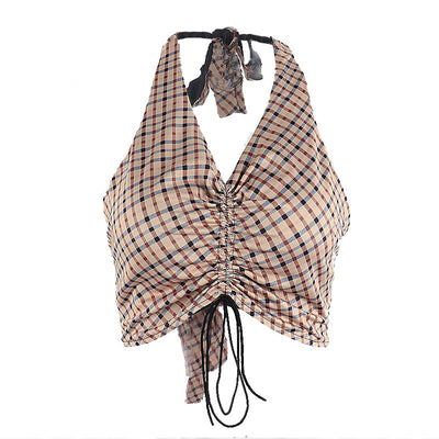 Top Halter Escotado con Cuadros y Cordones Ajustables - Image 4